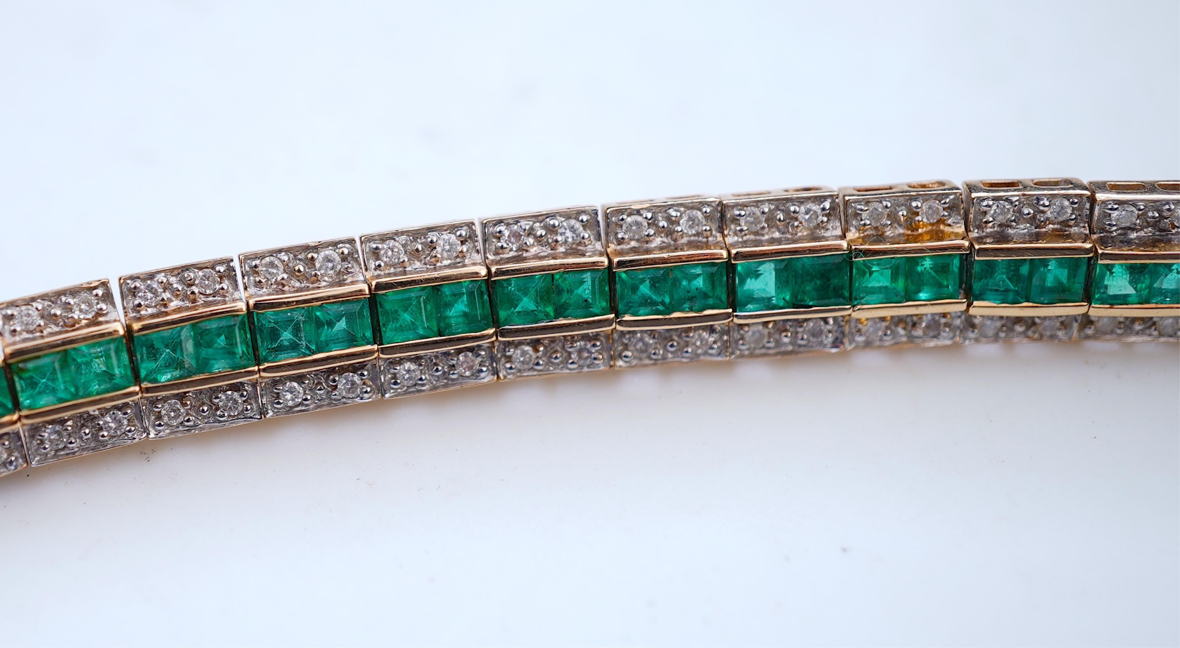 An emerald and diamond bracelet